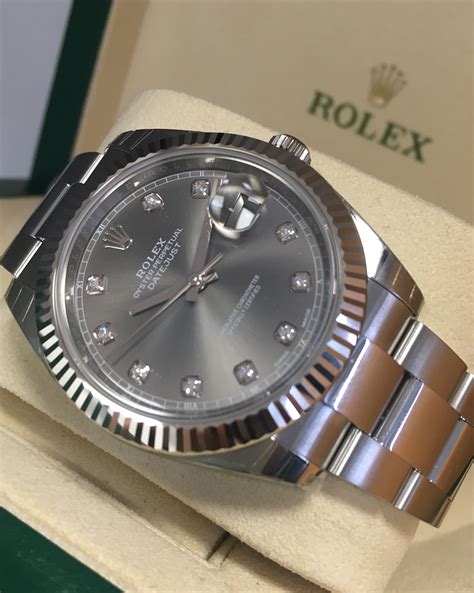 rolex datejust 41mm rhodium diamond dial|2022 rolex datejust 41mm.